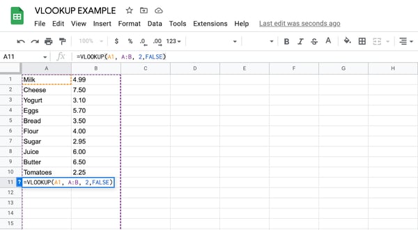 How to use vlookup in Google Sheets, step 9: specify whether data is in ascending order