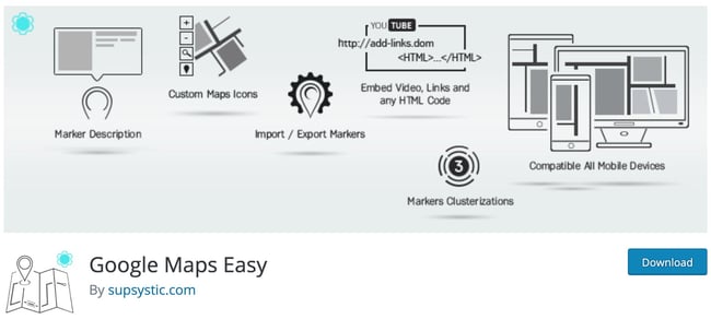 download page banner for the wordpress google maps plugin google maps easy