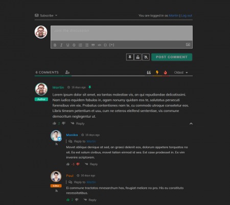 dark mode of the wpdiscuz wordpress comments plugin