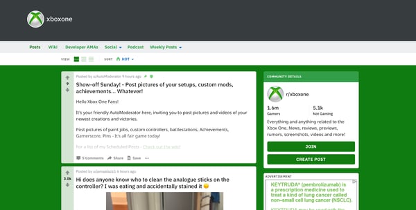 User Generated XBox subreddit where Xbox reps participate in discussion