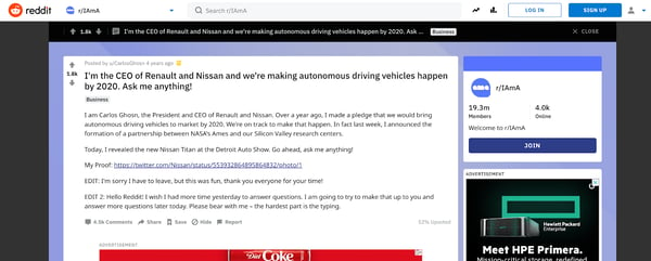 Nissan AMA on Reddit