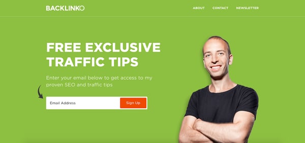 Backlinko squeeze page for email subscription