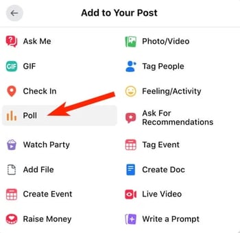 the poll tool within facebook