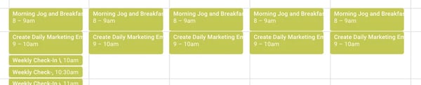 noting a morning routine in google calendar