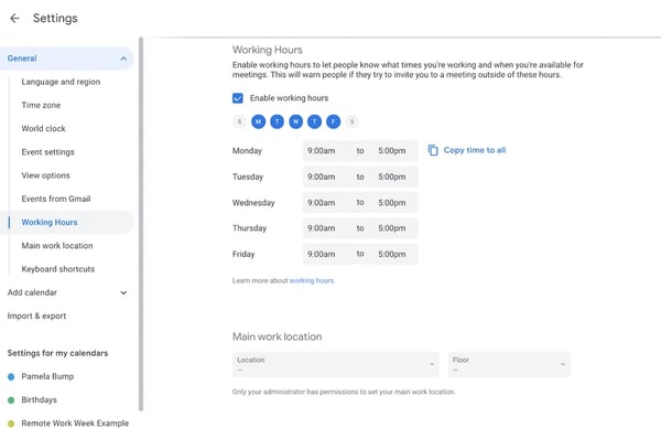 how to mark working hours in gmail