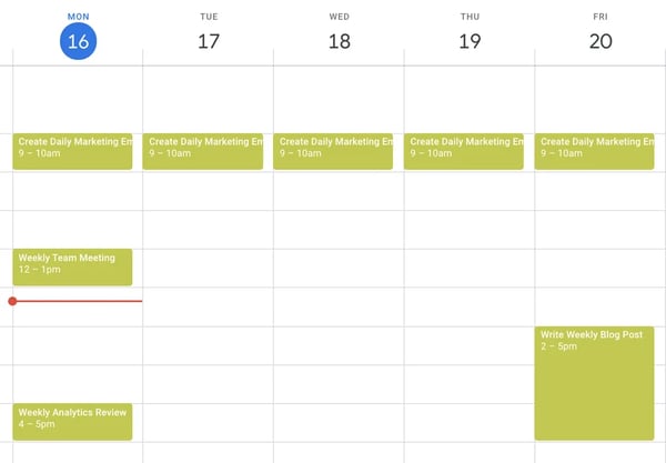 blocking time for regular tasks in google calendar