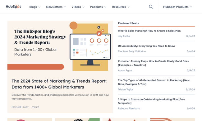 HubSpot Blog Landing Page