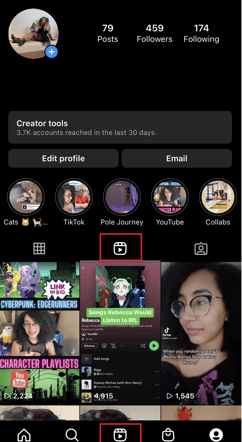 Screenshot of Instagram grid