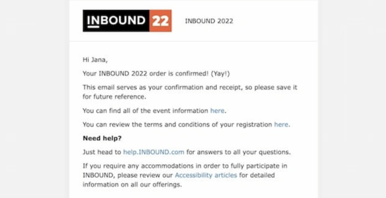 INBOUND welcome email 