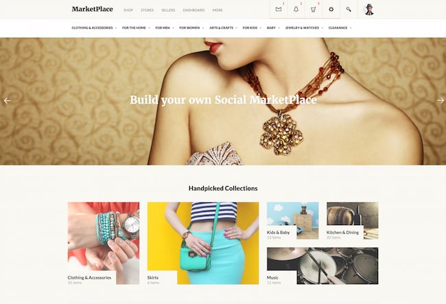 demo page for the wordpress marketplace theme social marketplace