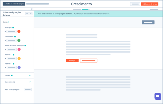 visualização do Content Hub integrado à plataforma da HubSpot no plano Starter