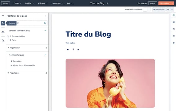 Ajout du contenu dans un article de blog