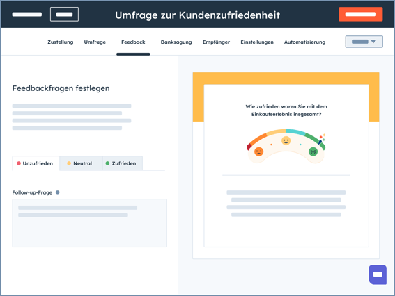 Kundenumfragen in der vereinfachten Benutzeroberfläche von Service Hub