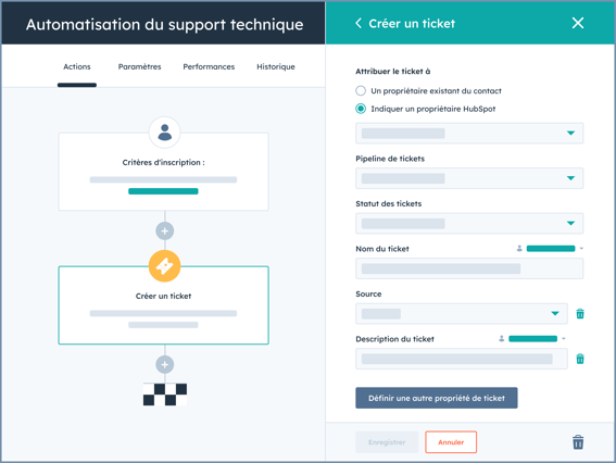 Création d'un ticket de support client automatisé