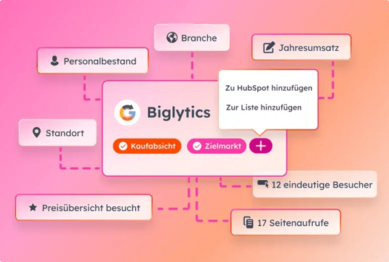 Vereinfachte Benutzeroberfläche, die die Möglichkeit bietet, Unternehmensdaten in Ihrem CRM-System mit Breeze Intelligence anzureichern