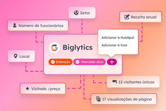 Interface simplificada que representa a capacidade de enriquecer os dados da empresa em seu CRM com o Breeze Intelligence