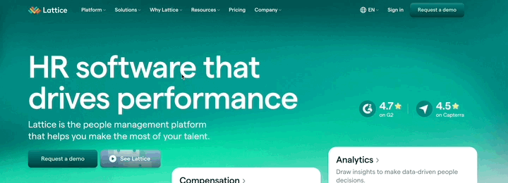 an animated gradient on Lattice's website