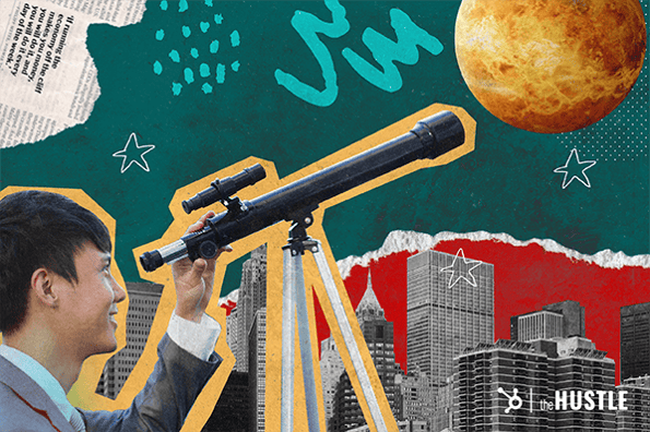 Product Vision: A man looks into a telescope.