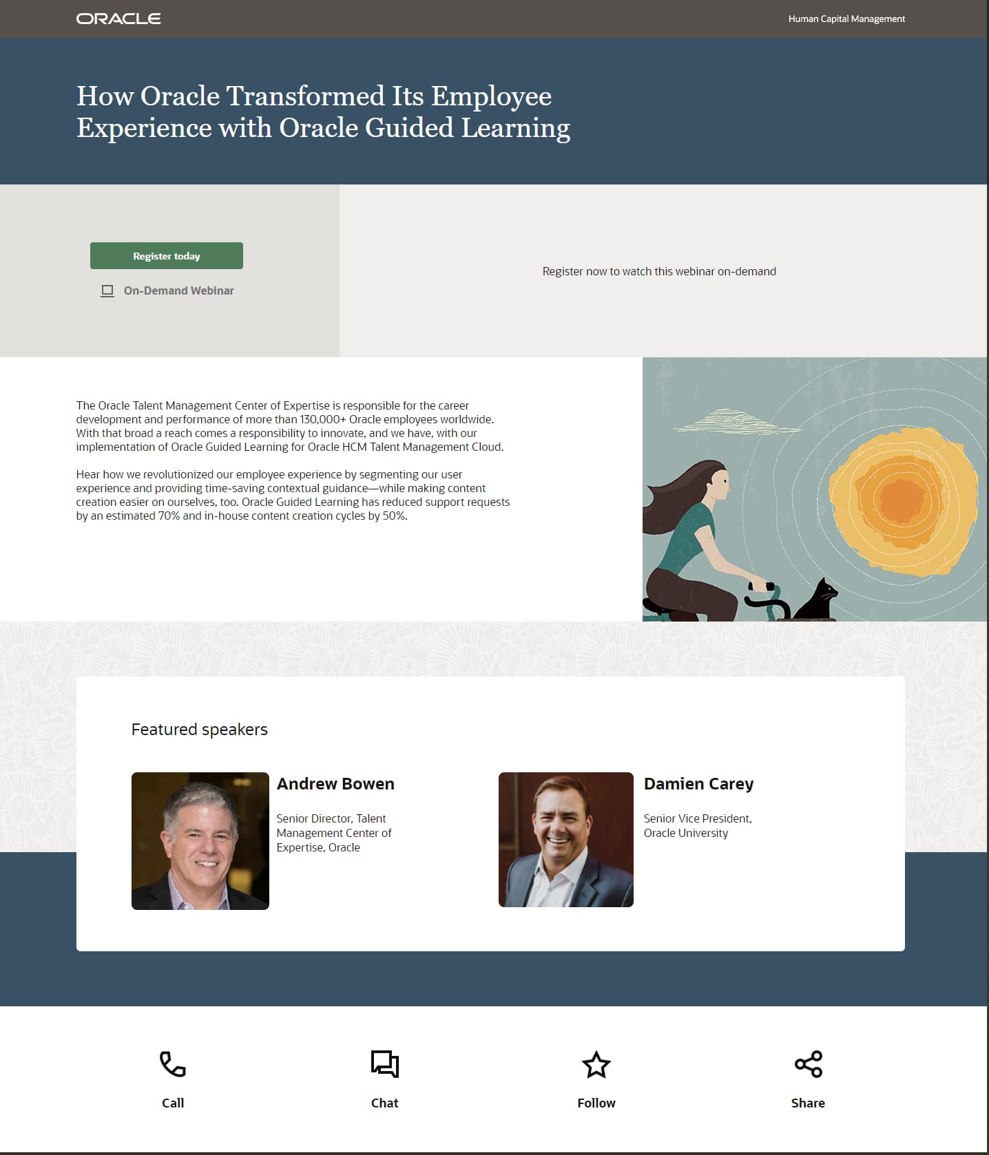 Webinar landing page example from Oracle 