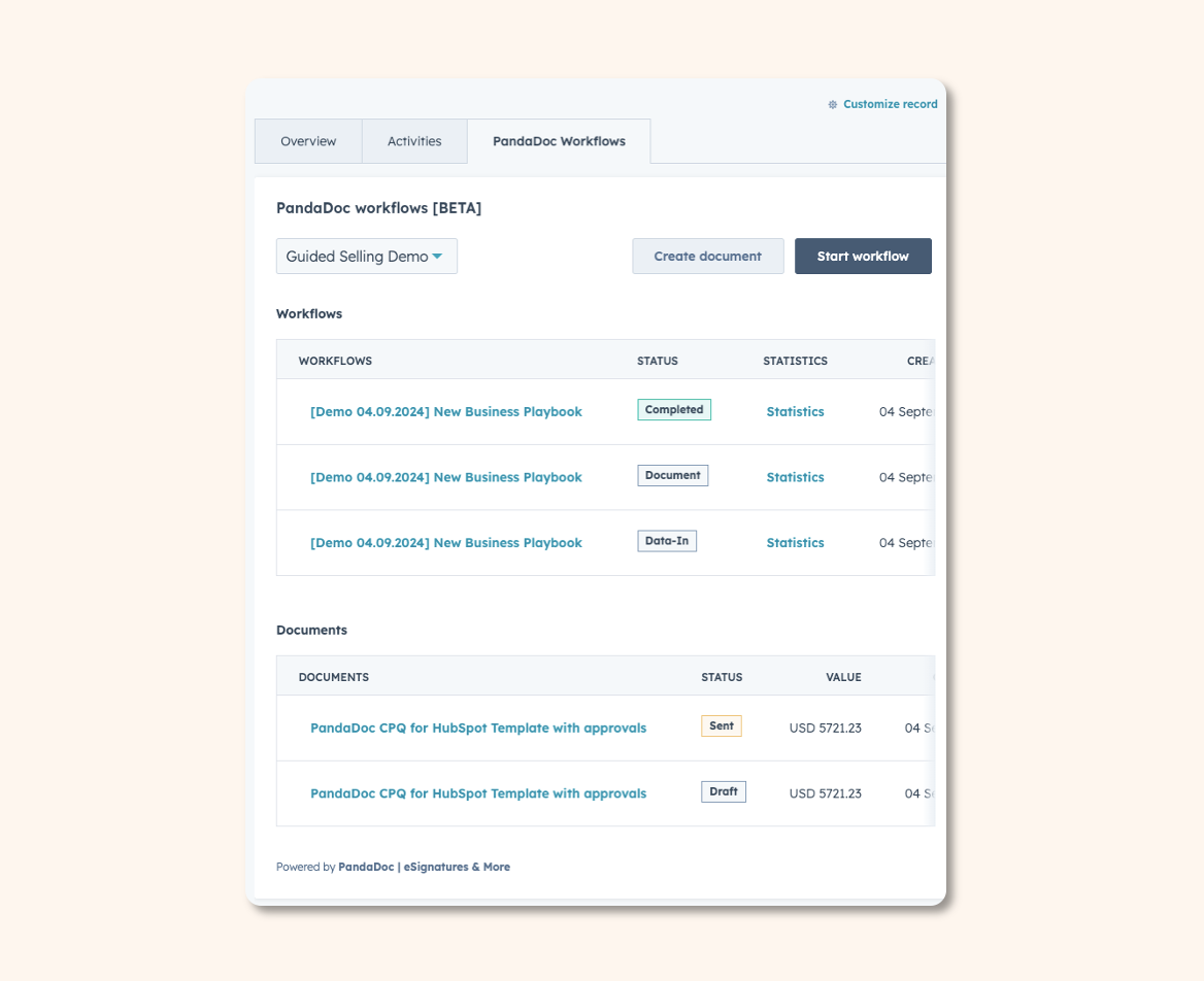 PandaDocs guided selling functionality, now including app cards