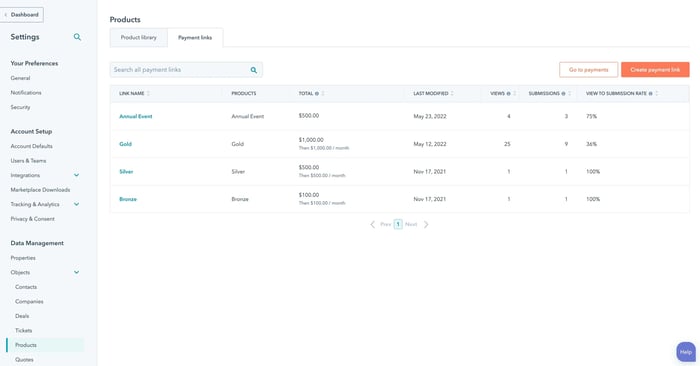 crm payments hubspot payments