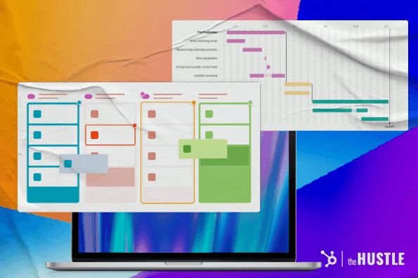 Digital workplace: two pages representing scheduling and data.