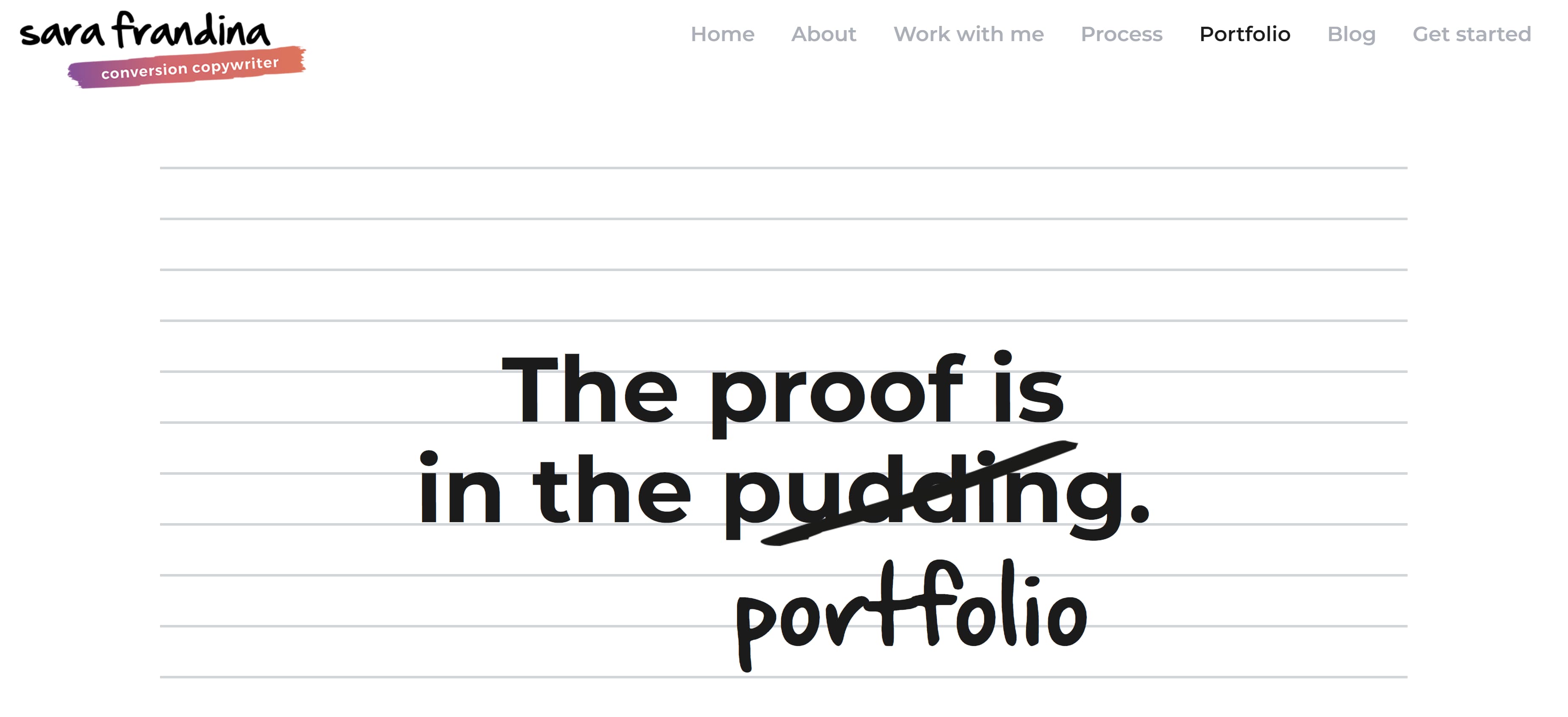 Copywriting portfolio example by Sara Frandina