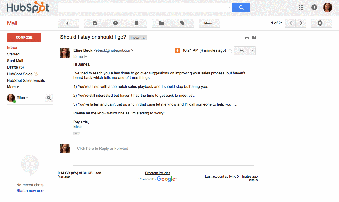 format an email for gmail