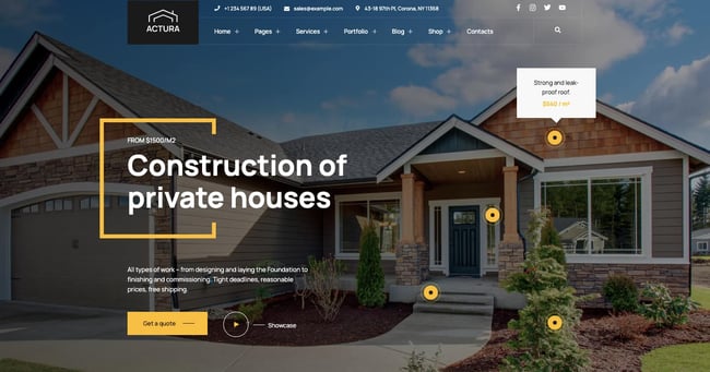 actura construction theme live demo site