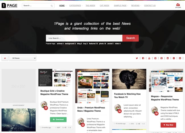 best pinterest-style wordpress theme: 1page