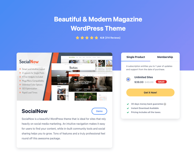 Fastest Loading WordPress Theme: Social Now