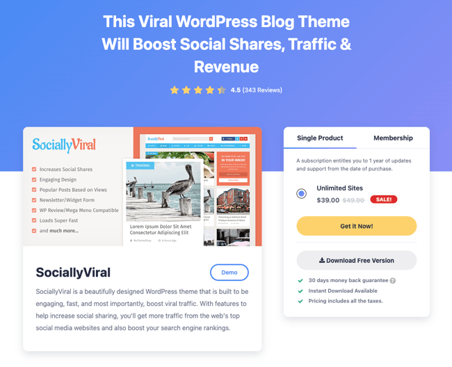 Fastest Loading WordPress Theme: Socially Viral