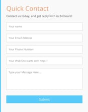 quick contact with name, email address, phone number, and message