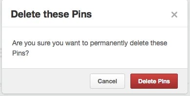 prompt for deleting pins