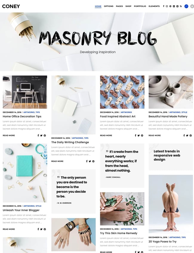 best Pinterest-style WordPress theme: Coney