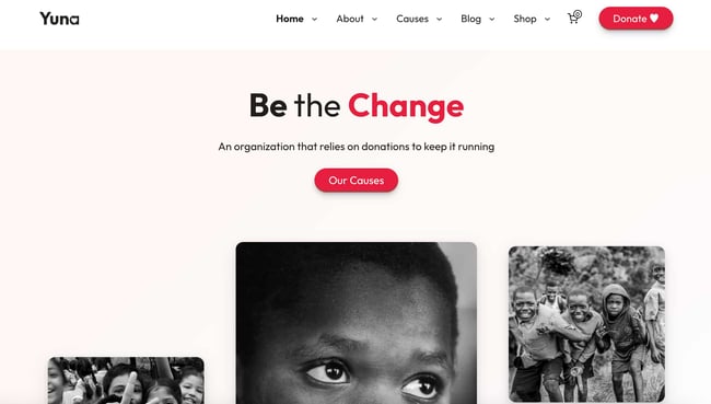 yuna best wordpress themes for nonprofit organizations 