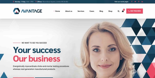 wordpress themes for business: avantage 