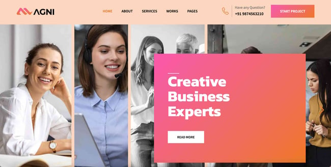 wordpress themes for business: agni 