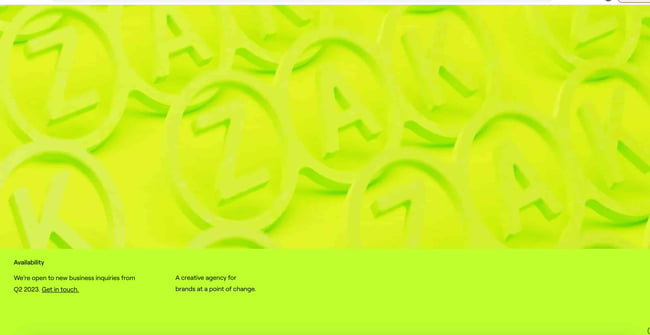 green websites ZAK studio shows lime green background 