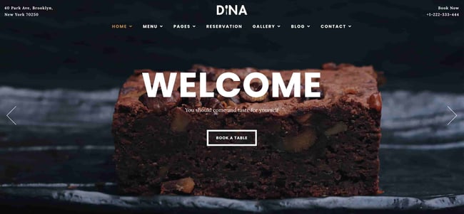 restaurant website templates: dina 