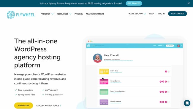 best wordpress hosting flywheel homepage example 