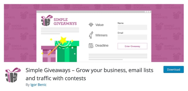 contest plugin wordpress: simple giveaways plugin on wordpress directory 