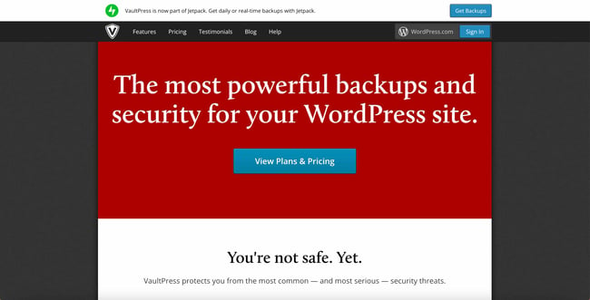 wordpress migration plugin vaultpress homepage 