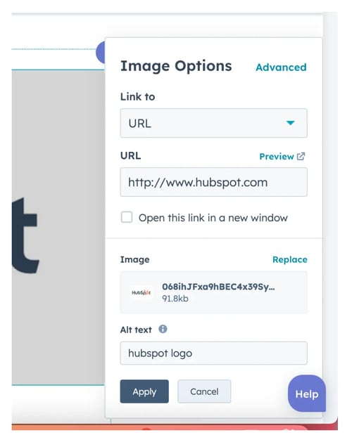 how to get a url for an image: final step to add an image to a blog post in cms hub with a url redirect 