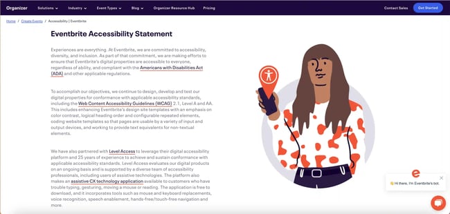 ux accessibility: accessibility statement on eventbrite website 