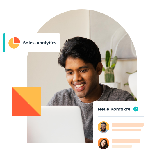 HubSpot-Nutzender, der die in seinem HubSpot-Account generierten Sales-Analytics und neuen Kontakte anzeigt