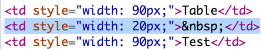 Table as padding code