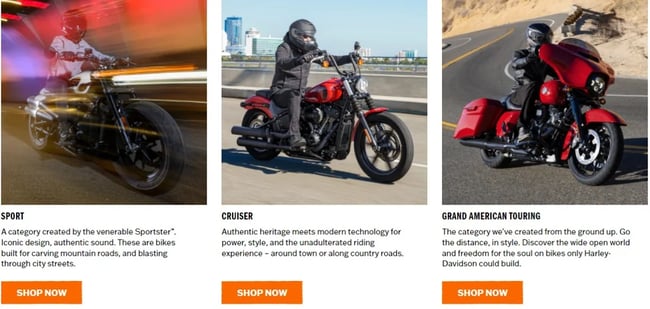 harley davidson website product descriptions