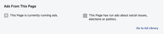Accessing Ad Library from Page section on Facebook