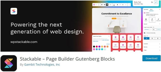 Stackable Gutenberg Blocks Plugin.